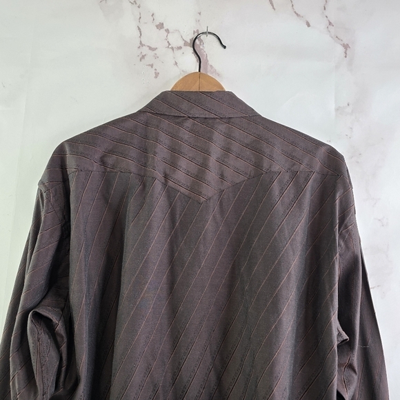 Panhandle Slim Shirt Mens XL Brown Lightweight Snap Button Western Cowboy  Vtg - Picture 6 of 13